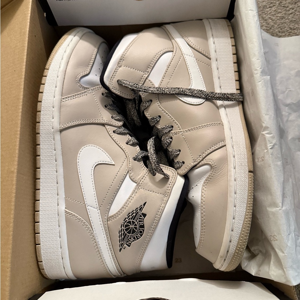 Jordan Beige and White High-Top Sneakers